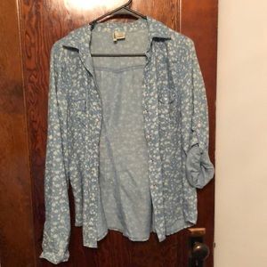 Flower Jean Jacket with adjustable Sleeves